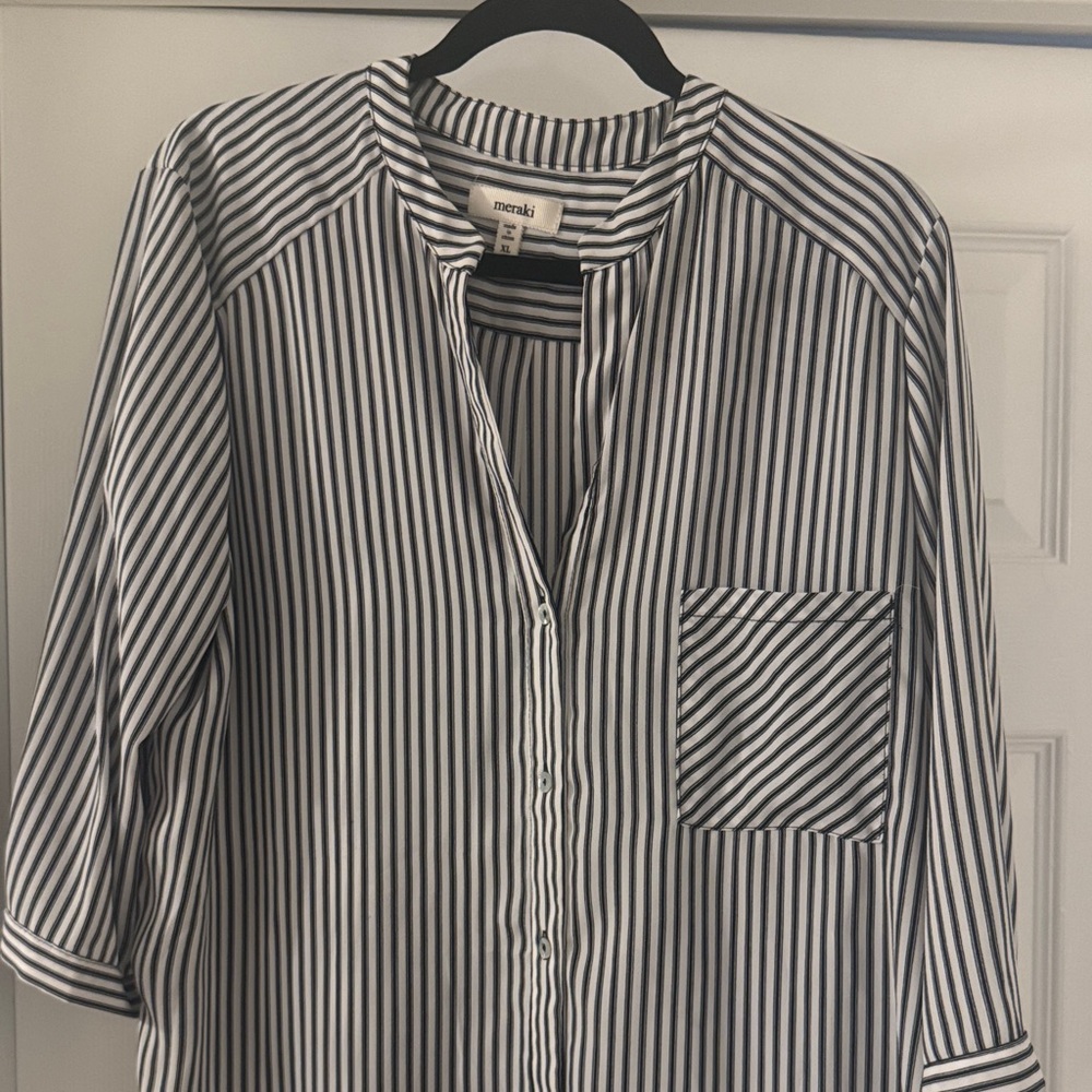 Meraki Black and White Striped Shirt